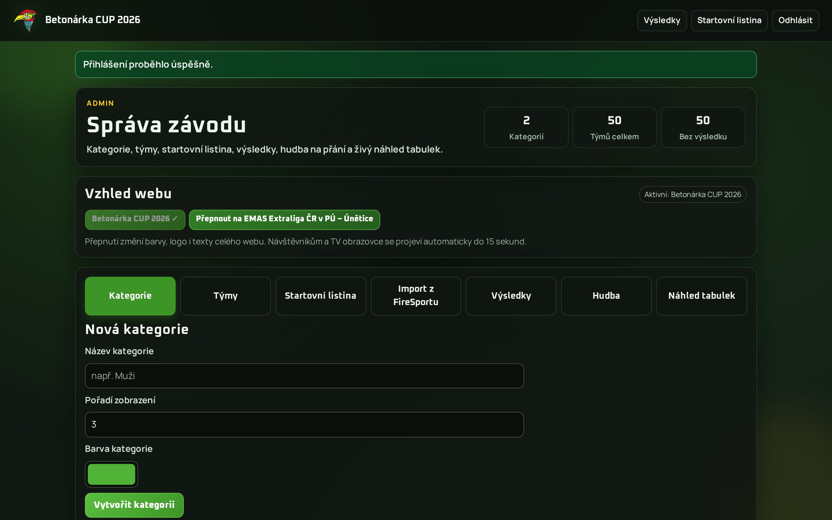 Administrace závodu